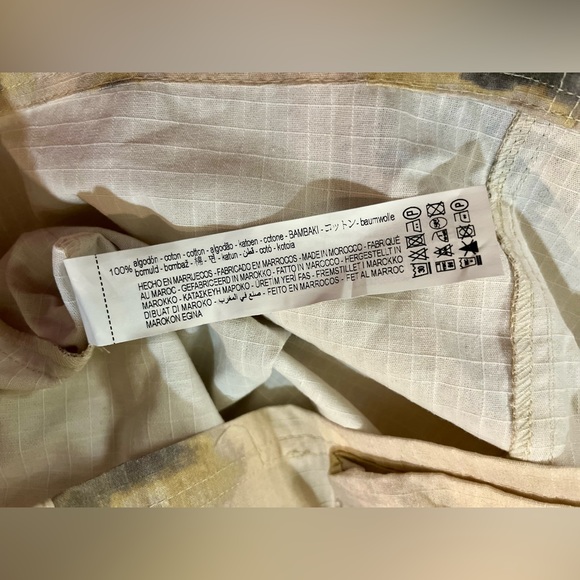 Zara New Beige COTTON Mini Cargo Skirt S Camouflage Elastic Waist Drawstring - Picture 10 of 12